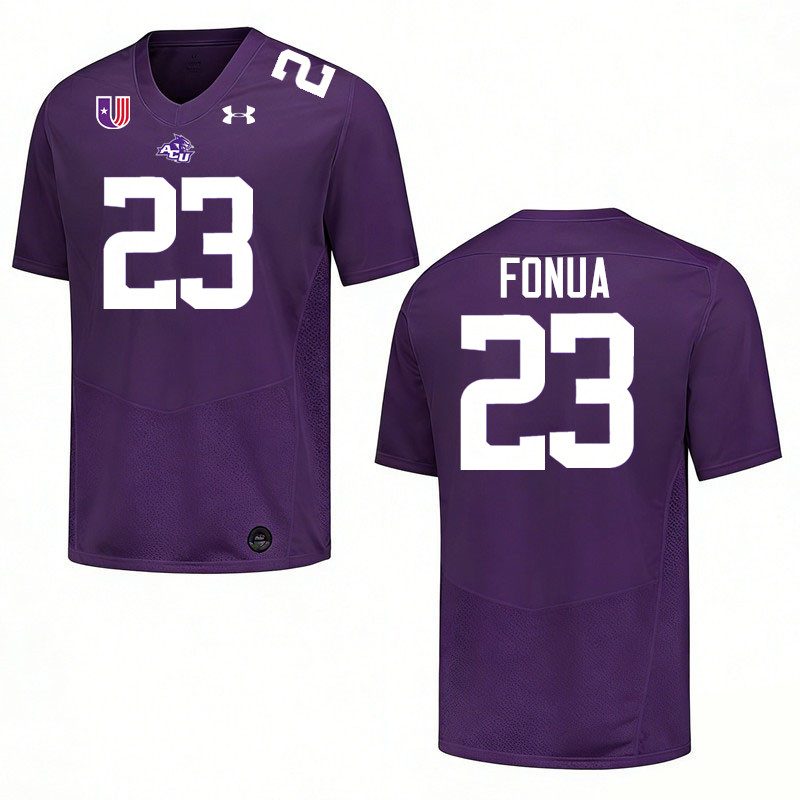 Abilene Christian Wildcats #23 Zion Fonua College Football Jerseys,Uniforms Stitched-Purple